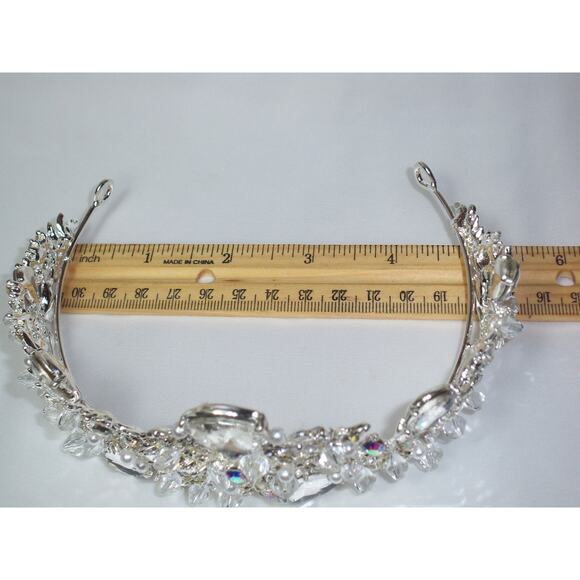 Rhinestone tiara crown Princess Tiara ,Floral Rhinestone Crown Bridal Headpiece - Picture 6 of 8